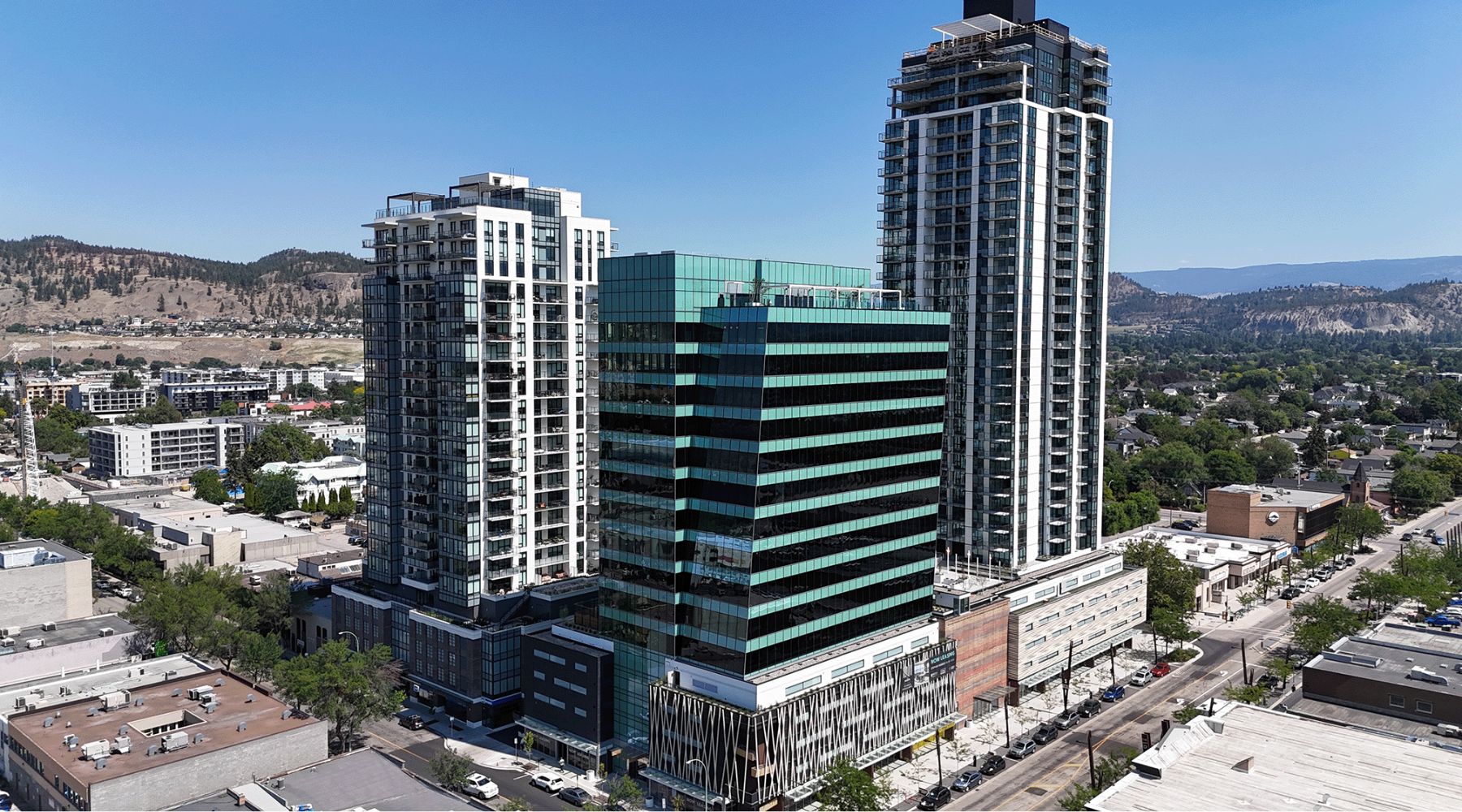 The Block exterior with mountain and lake views